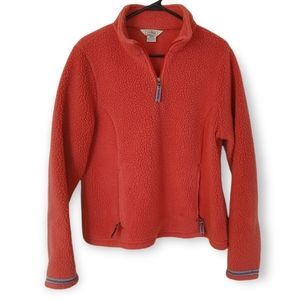 L.L. Bean Women's Medium Reg Sherpa Fleece 0BCS9 Coral Pink Quarter Zip